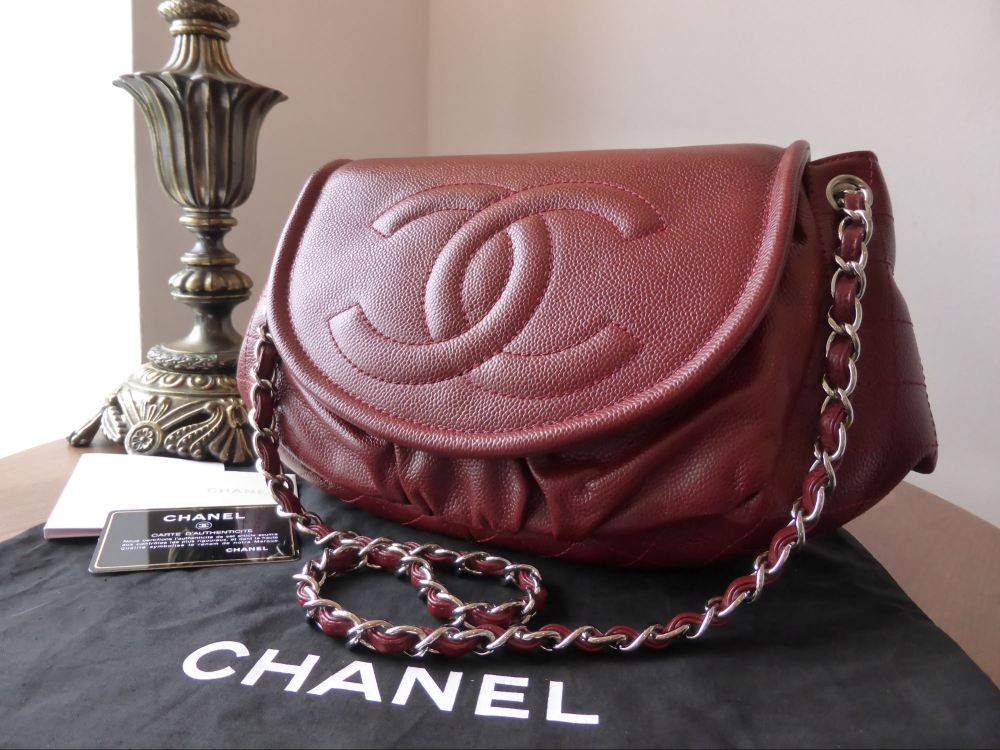 Chanel Half Moon Jumbo XL Timeless Flap in Dark Red Caviar - SOLD