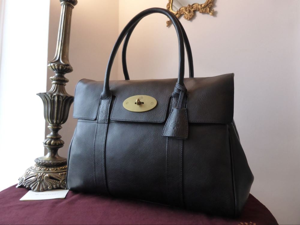 Mulberry Bayswater in Black Natural Leather with Brass Hardware - SOLD