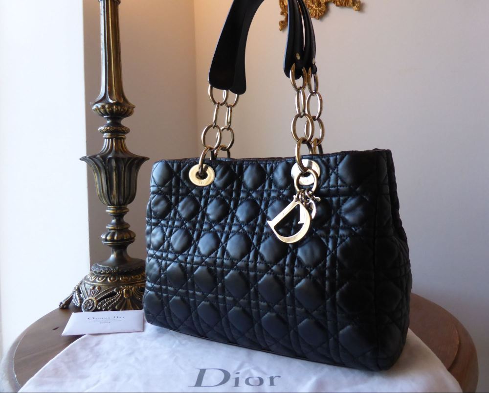 Dior Soft Small Tote in Black Lambskin with Gold Hardware - SOLD
