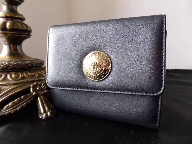 Versace Vanitas Bifold Wallet in Black Calfskin