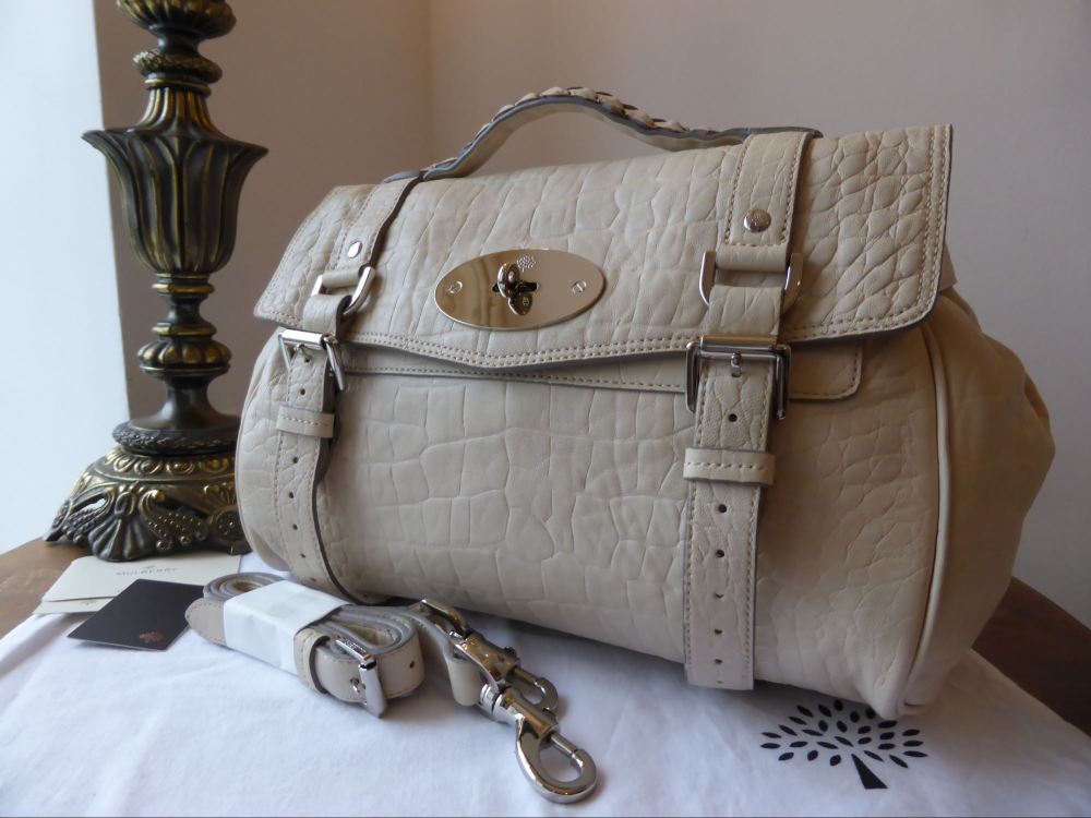 Mulberry Selfridges Limited Edition Alexa in Winter White Croc Printed Nappa - SOLD