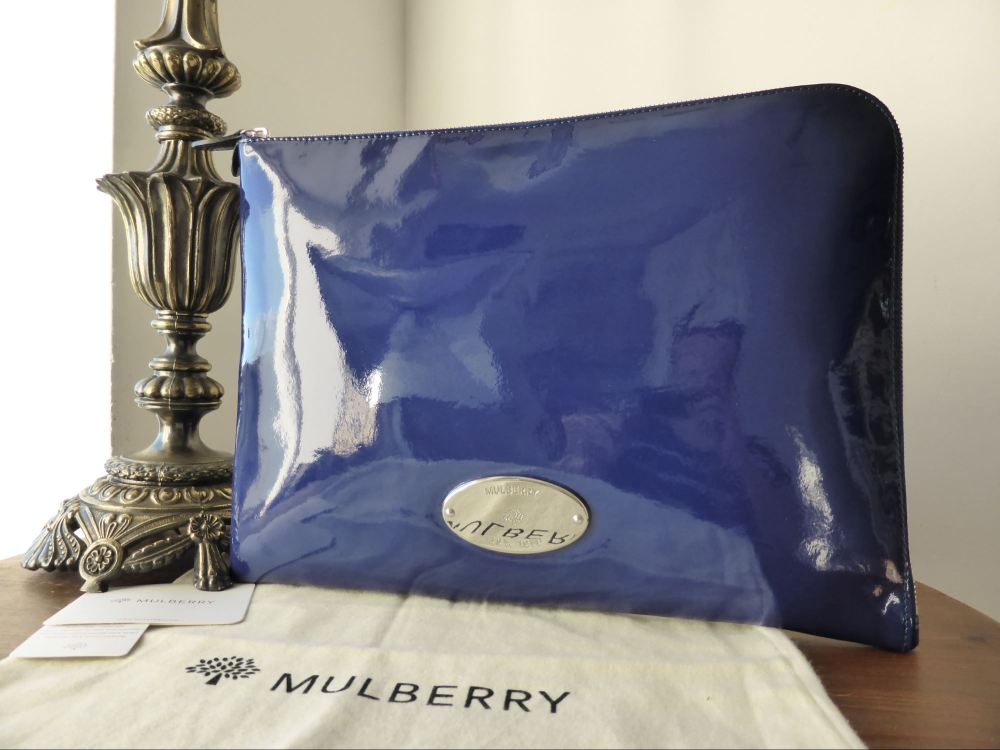 Mulberry Melanie Zip Around Folio Case in Electric Blue Drummed Patent Leather - SOLD