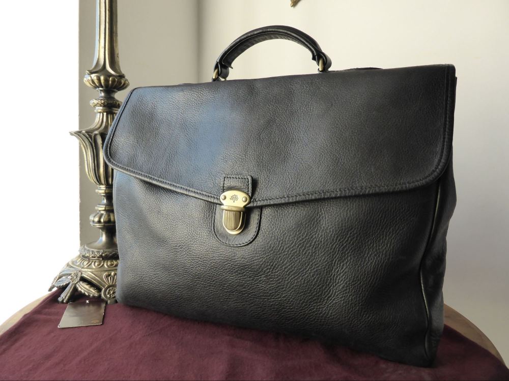 Mulberry Geoffrey Briefcase in Black Darwin Leather - SOLD