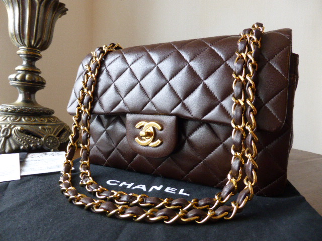 Chanel Classic Timeless 9" Chocolate Lambskin 2.55 Flap Bag with Gold Hardware - SOLD