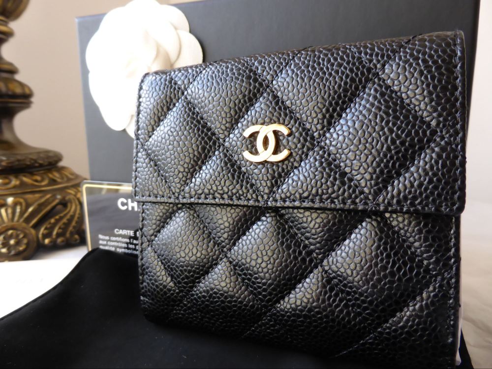 Chanel Bifold Compact Wallet in Black Caviar with Gold Hardware - SOLD