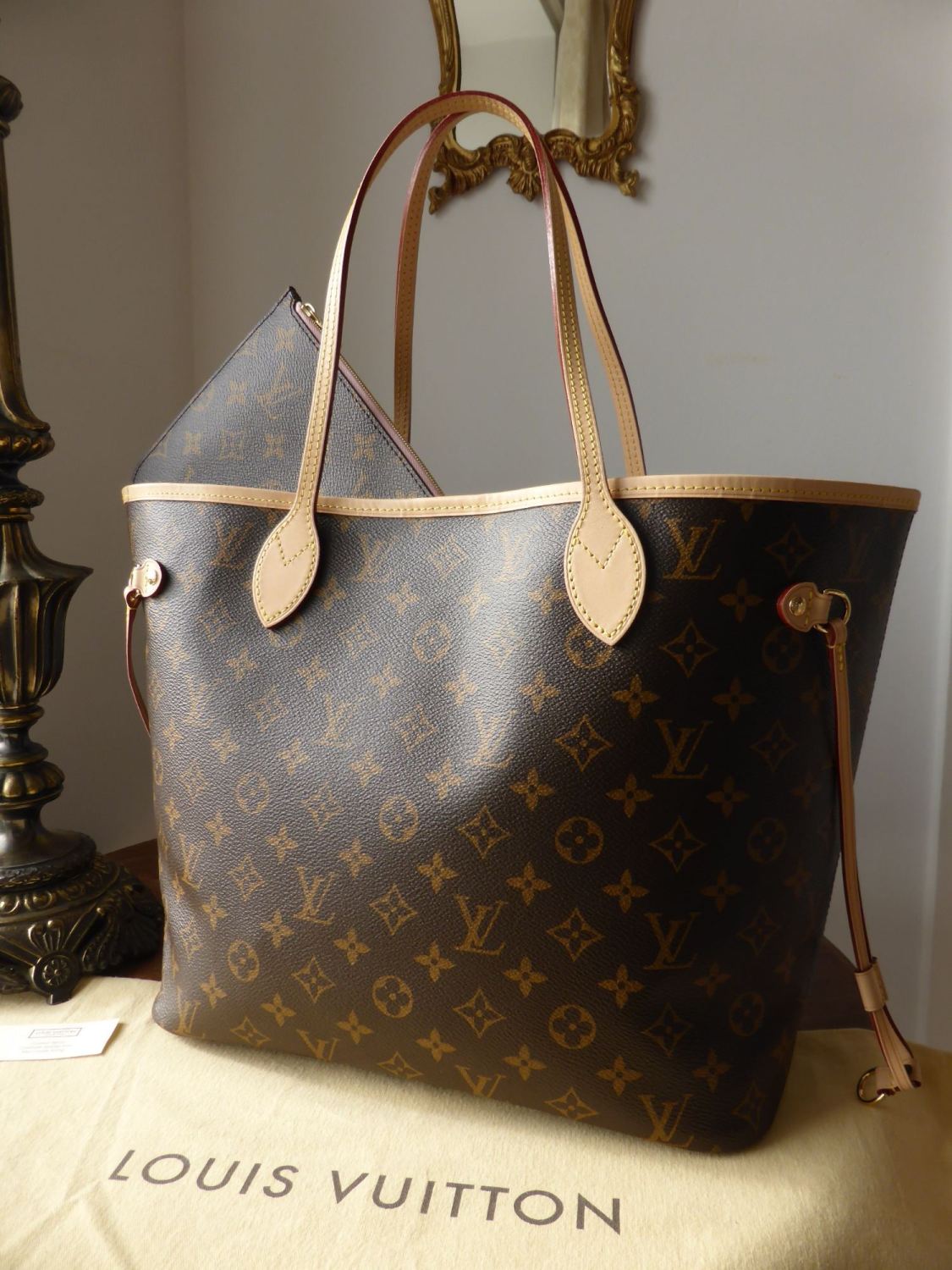 Louis Vuitton Zip Pochette Pouch Wristlet from Neverfull GM in Damier Azur  with Rose Ballerine Lining - SOLD