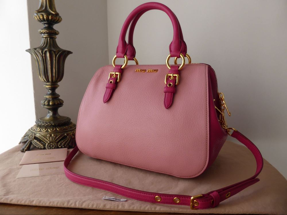 Miu Miu Madras Bicolore Bauletto in Rosa & Peonia Goatskin - SOLD