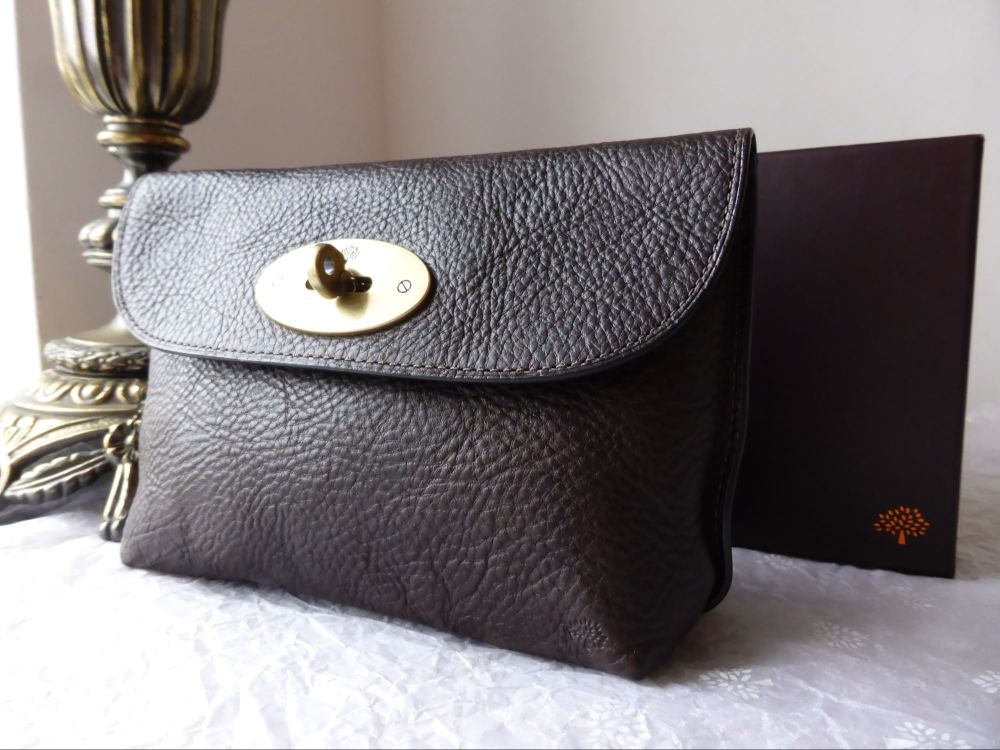Mulberry Locked Cosmetic Pouch in Chocolate Natural Leather - SOLD