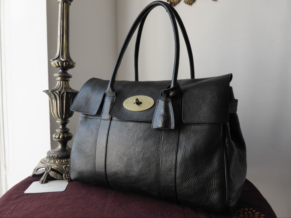 Mulberry Bayswater in Black Natural Leather with Brass Hardware - SOLD