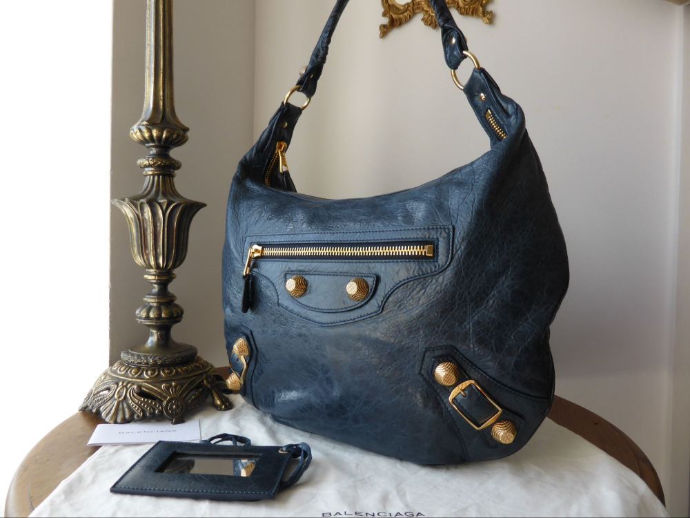 Balenciaga Hobo in Marine Blue Chevre with Giant 21 Gold Hardware - SOLD
