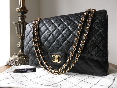 Chanel Timeless Classic 2 55 Maxi Flap Bag In Black Caviar With Gold Chanel Timeless Classic 2 55 Maxi Flap Bag In Black Caviar With Gold Hardware Sold