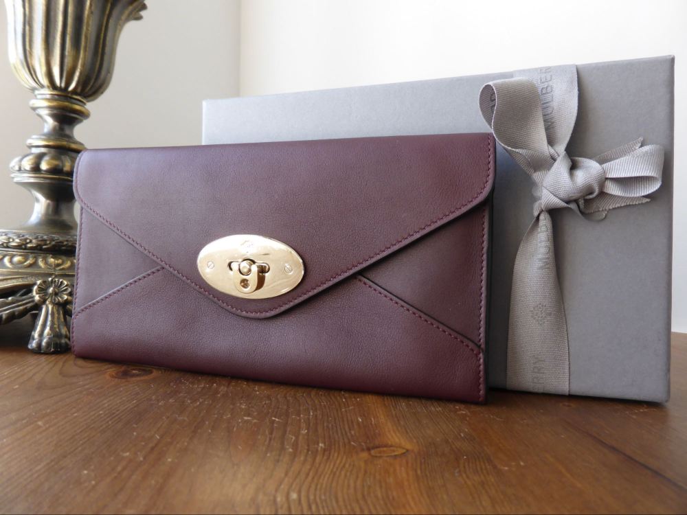 Mulberry Envelope Continental Wallet in Oxblood Silky Classic Calf