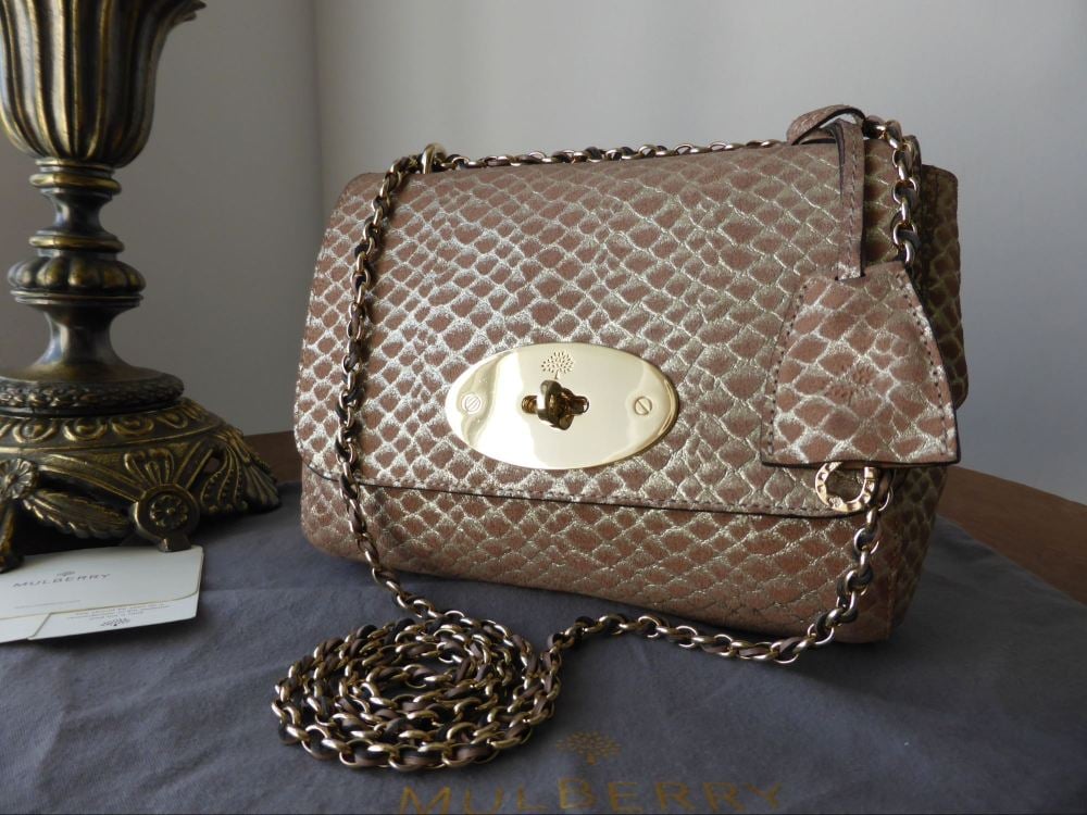 Mulberry Lily (Regular) in Pinky Mink Metallic Snake Suede - SOLD