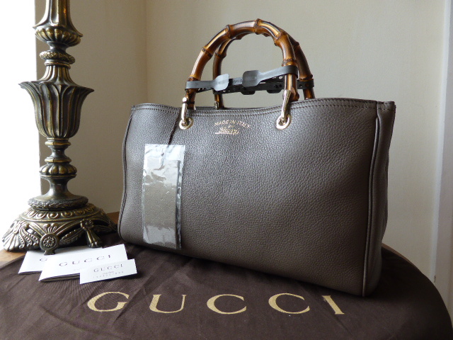 Gucci Bamboo Leather Tote Medium Grey Field  - SOLD
