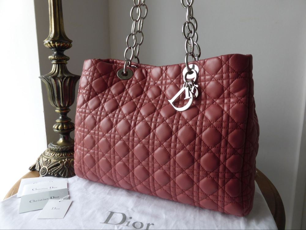 Dior Soft Large Shopping Tote in Rose Jaipur Lambskin Cannage - SOLD