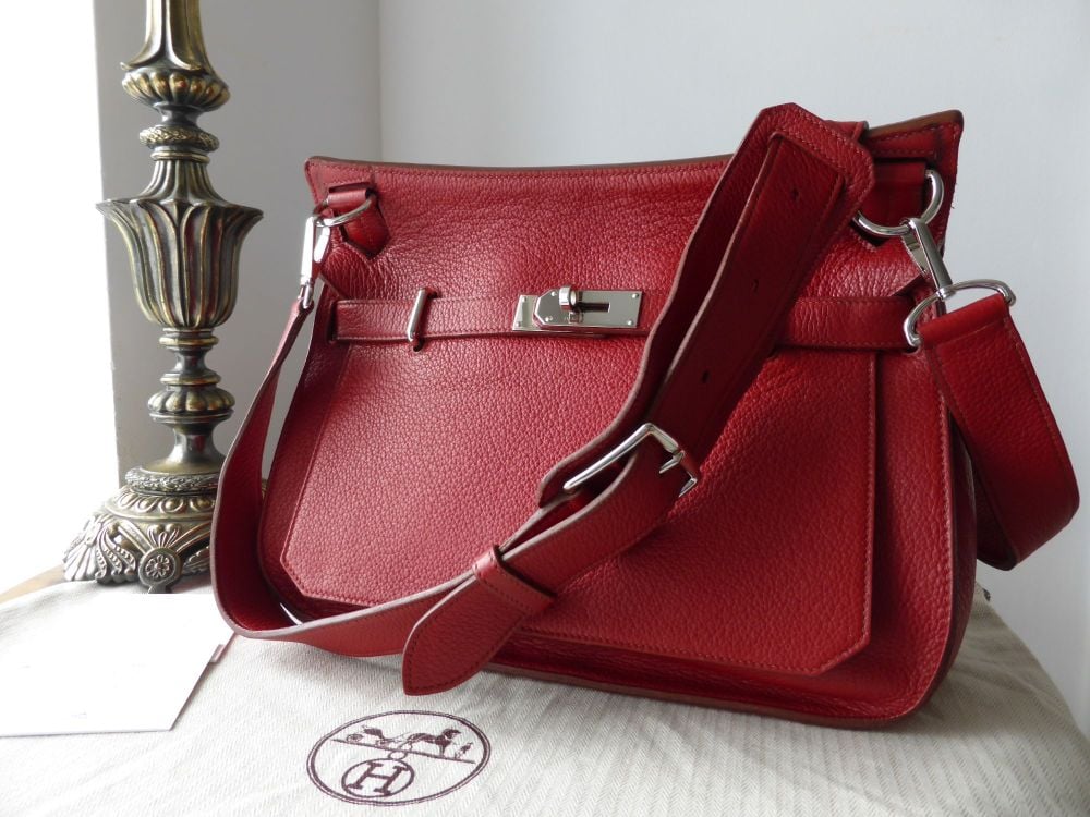 Hermés Jypsière 34 in Rouge Casaque Taurillon Clemence Leather with Palladium Hardware - SOLD