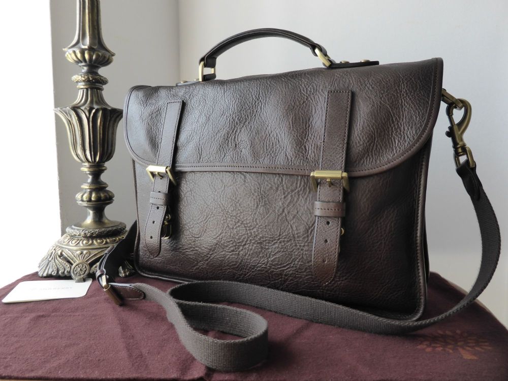 Mulberry Elkington Briefcase in Chocolate Natural Leather - SOLD
