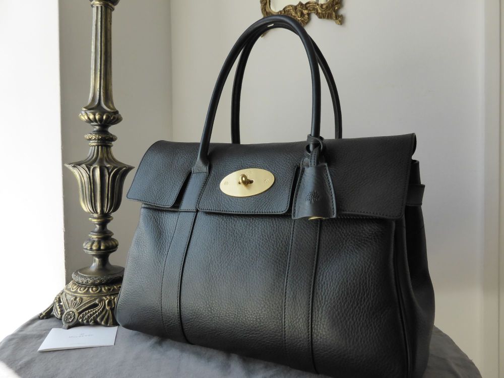 Mulberry Bayswater in Black Natural Leather with Soft Gold Hardware 