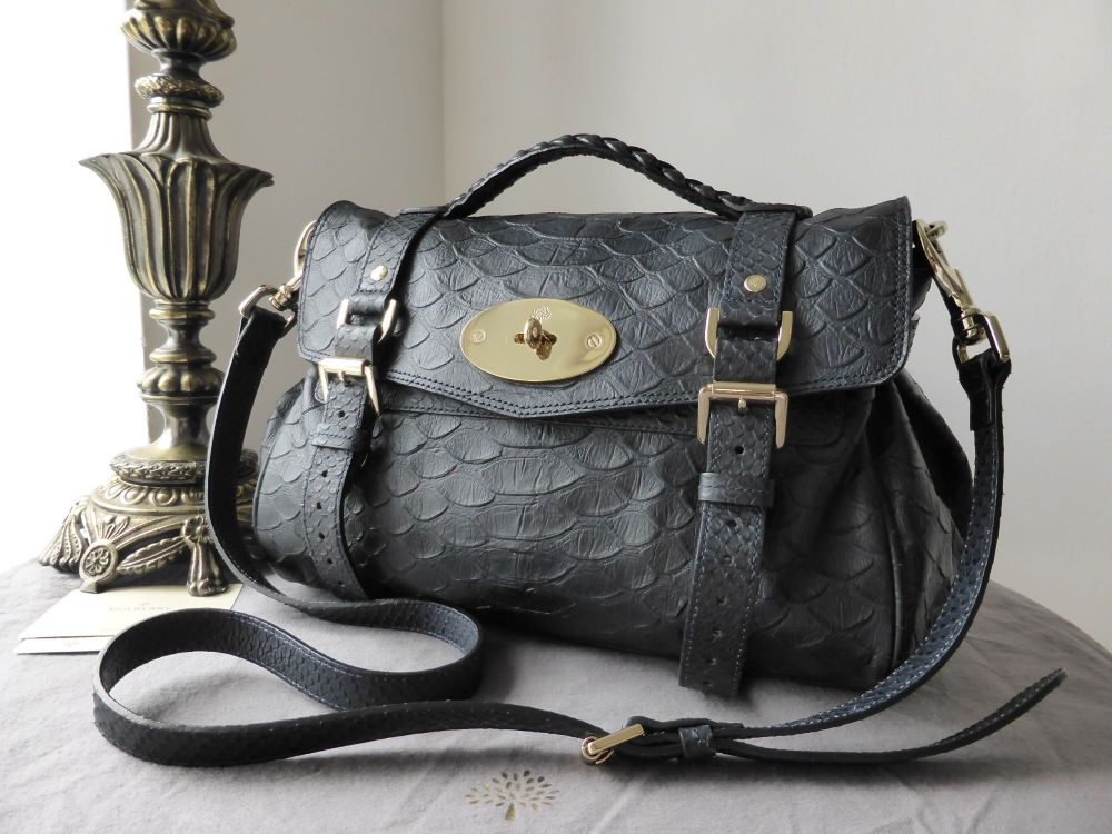 Mulberry Regular Alexa in Nightshade Blue Large Silky Snake Print (ref DS) - SOLD