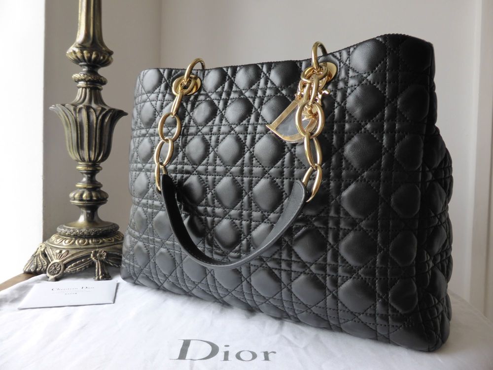 Dior Soft Large Tote in Black Lambskin with Gold Hardware - SOLD