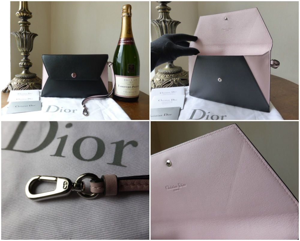 Dior Addict Envelope Clutch in Black and Baby Pink Colourblock Calfskin - SOLD
