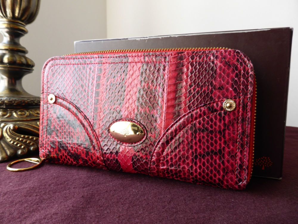 Mulberry Poppy Large Purse Clutch in Red Copperhead Snakeskin -SOLD