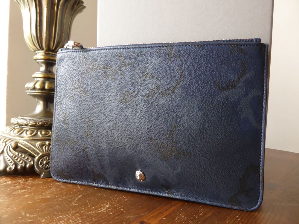Mulberry Cara Delavigne Camo Zip Pouch in Midnight Blue Goat Leather - SOLD