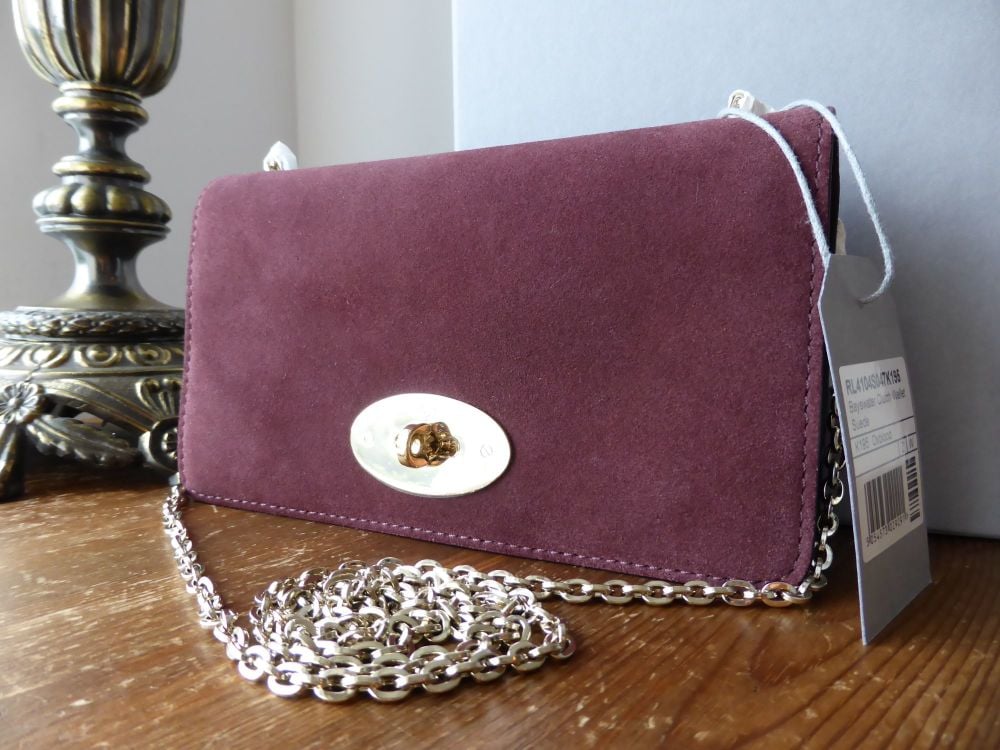 Mulberry Bayswater Clutch WOC in Oxblood Suede  - New