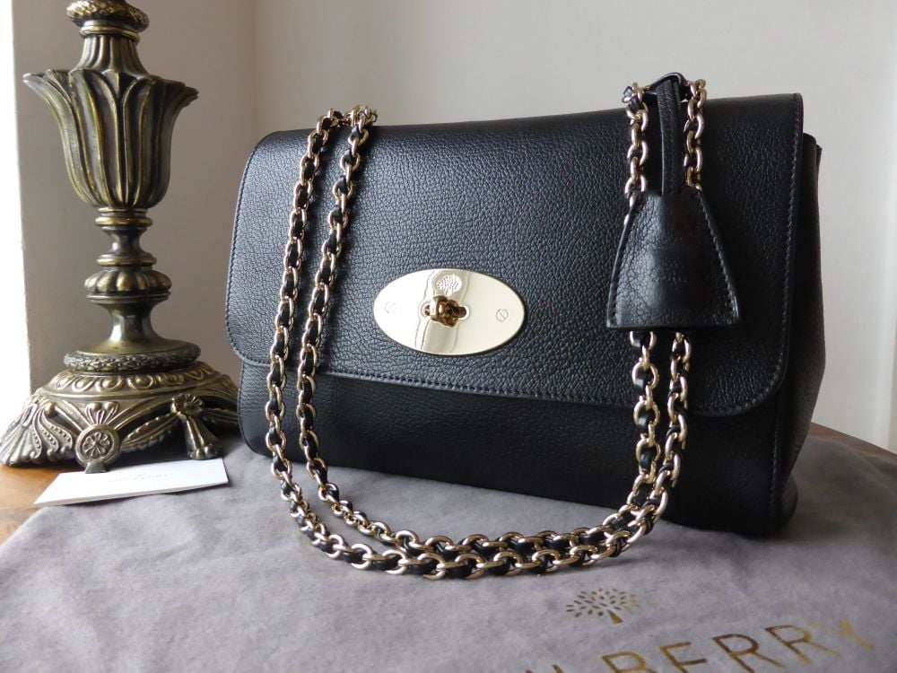 Mulberry Lily Medium in Black Glossy Goat with Soft Gold Hardware