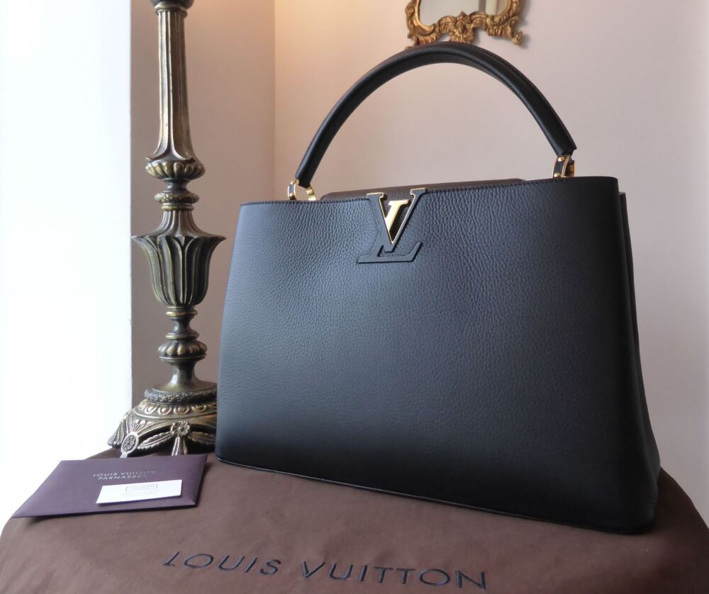 Louis Vuitton Capucines GM in Taurillion Noir & Grenade - As New