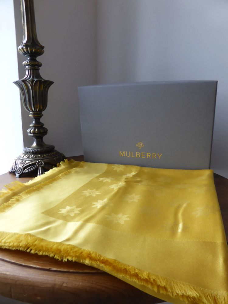 Mulberry Monogram Star Jacquard Scarf in Sycamore Silk & Wool - New