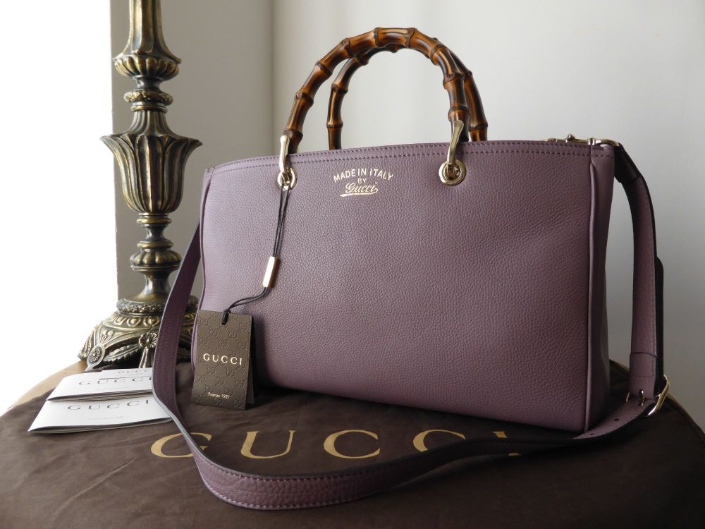 Gucci Bamboo Leather Tote Medium in Lilac - SOLD
