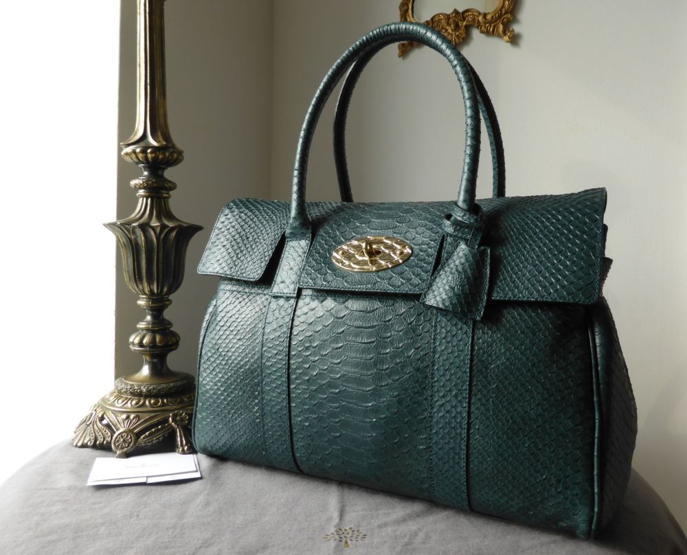 Mulberry Bayswater in Petrol Silky Snake with Feature Postmans Lock - As Ne