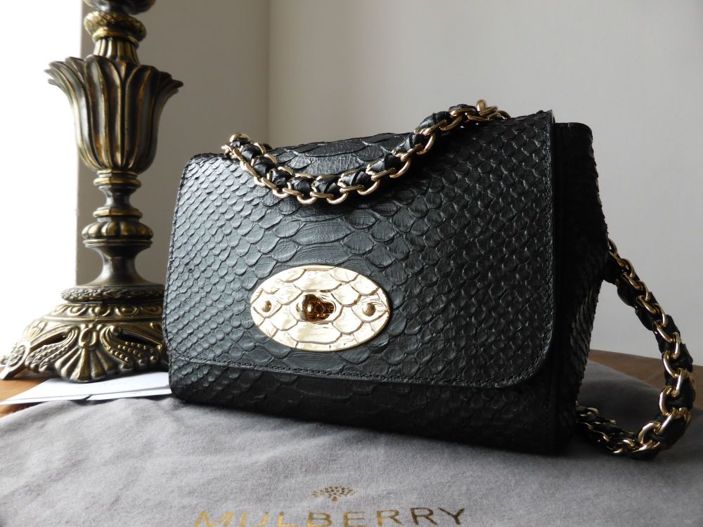 Mulberry Cecily in in Black Silky Snake with Feature Postmans Lock - SOLD