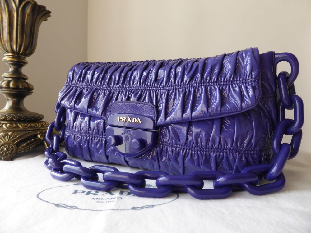 Prada Small Shoulder Bag in Iris Vernice Gaufre - SOLD
