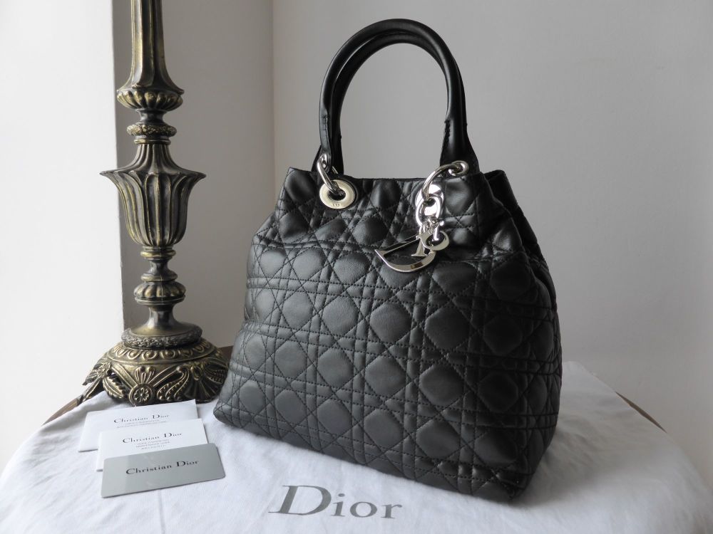 Dior Soft Tote in Black Lambs Leather with Silver Hardware - SOLD