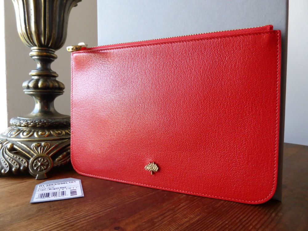 Mulberry Tree Slim Zip Pouch in Red Shiny Goat - SOLD