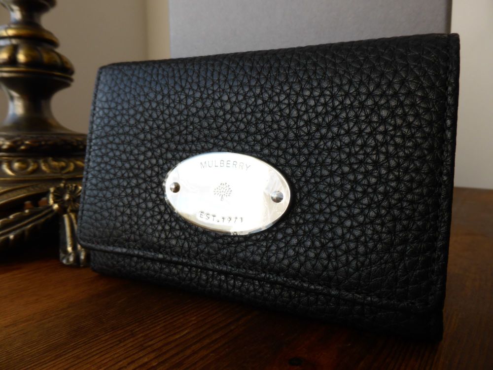 Mulberry French Purse in Black Soft Grain Leather with Silver Nickel Hardware - SOLD