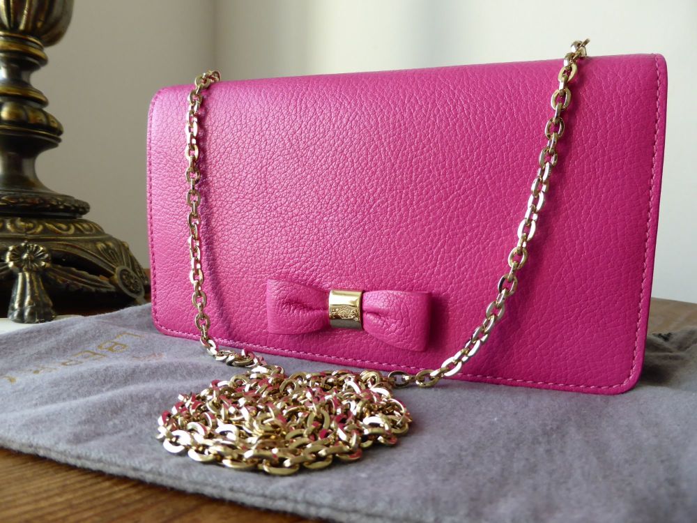 Mulberry Bow Clutch WOC in Mulberry Pink Glossy Goat  - SOLD