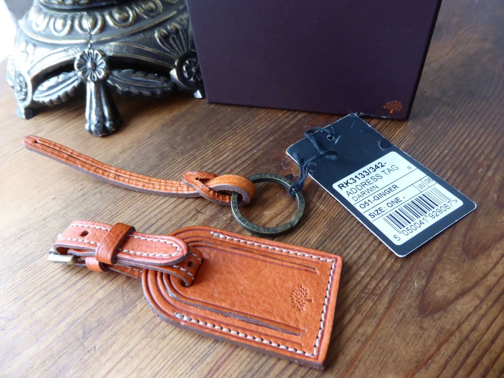 Mulberry Luggage Address Tag in Ginger Darwin Leather - SOLD