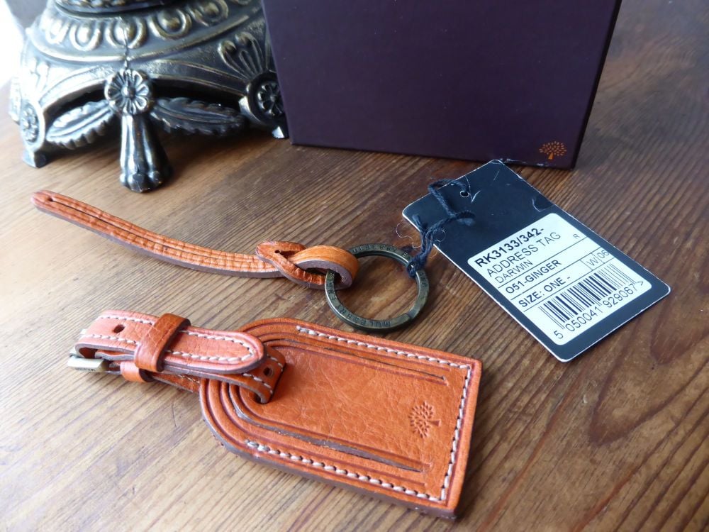 Mulberry Luggage Address Tag in Ginger Darwin Leather