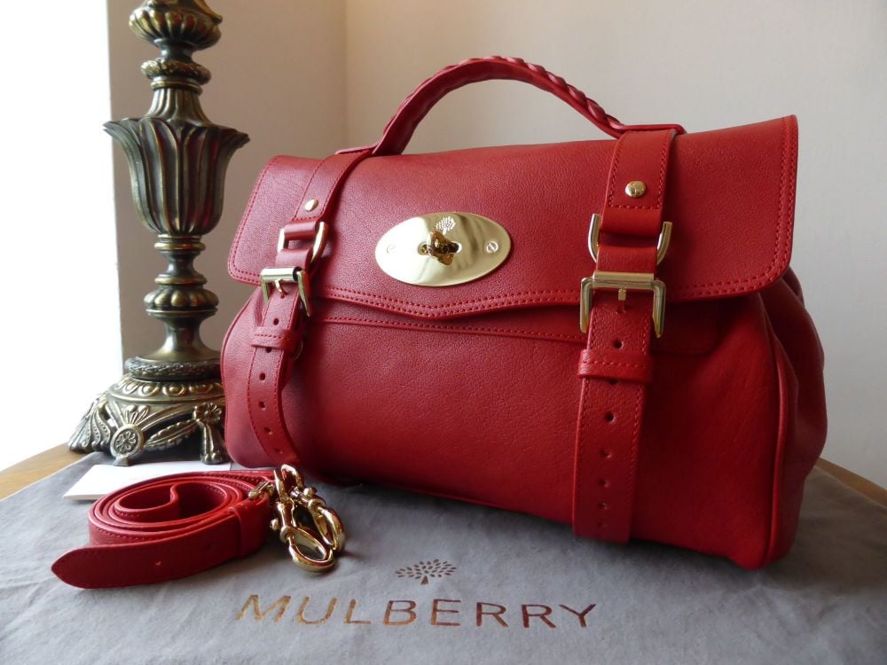 Mulberry Regular Alexa in Bright Red Polished Buffalo