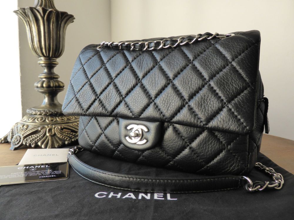 Chanel Medium Easy Flap Bag in Black Aged Calfskin with Silver Hardware -  SOLD