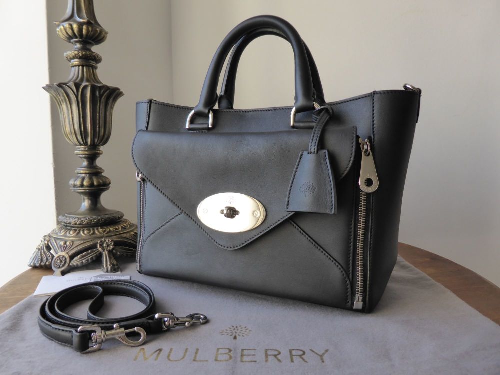 Mulberry Small Willow in Black Silky Classic Calf with Silver Nickel ...