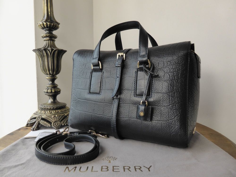 Mulberry Roxette Small in Midnight Blue Croc Printed Calfskin - SOLD