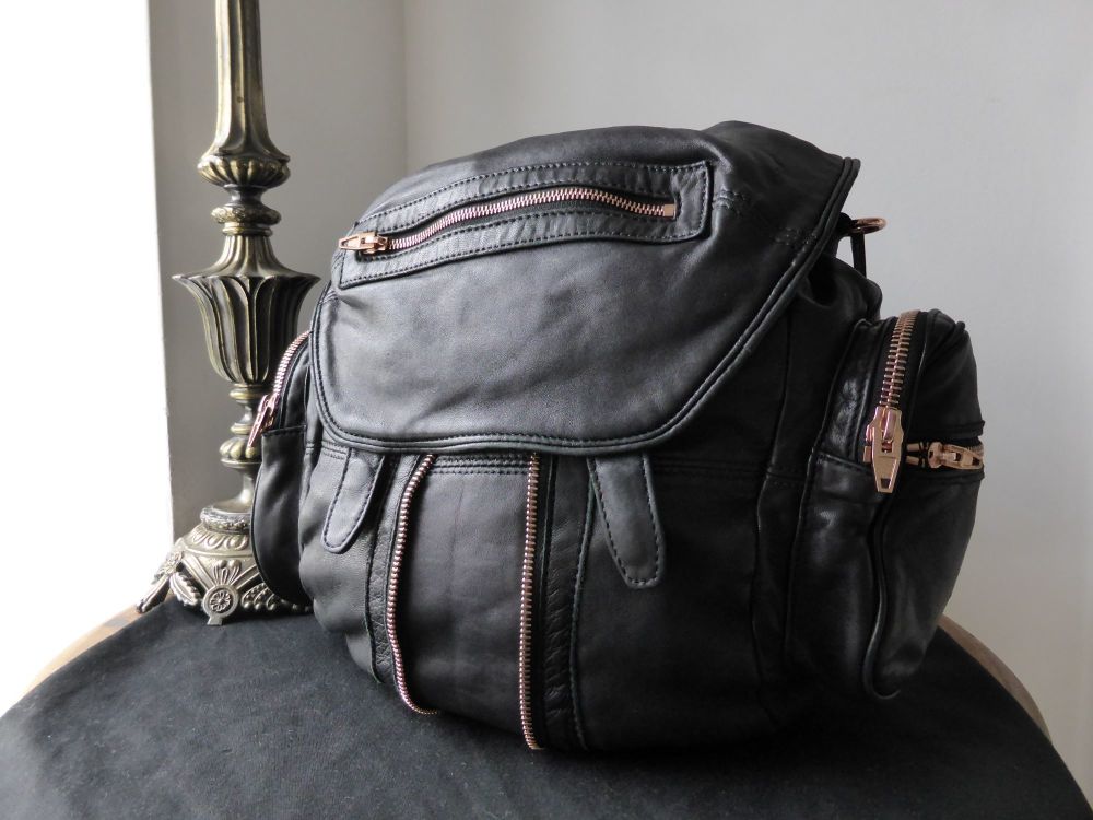 Alexander Wang Marti Backpack in Black Lambskin with Rose Gold Hardware ...
