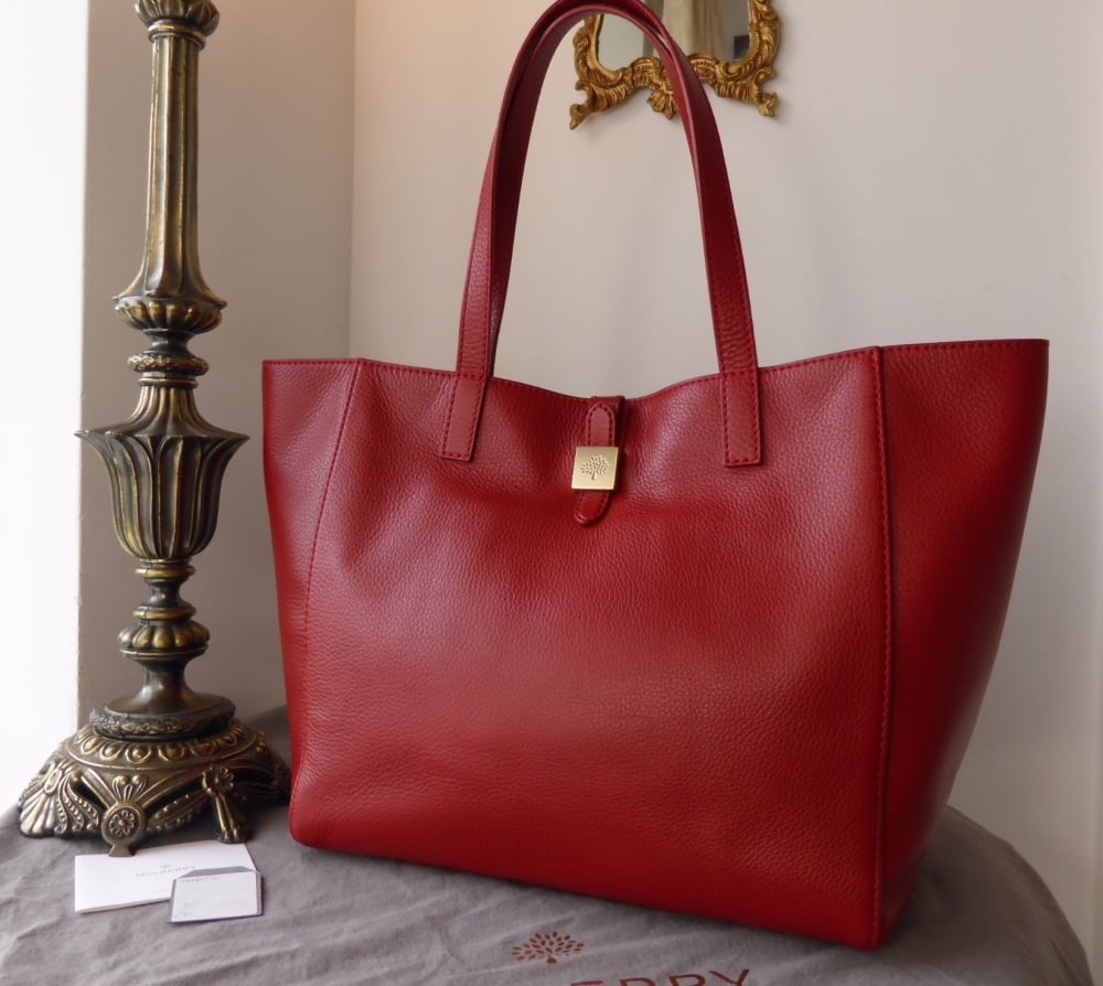 Mulberry Tessie Tote in Poppy Red Soft Small Grain Leather