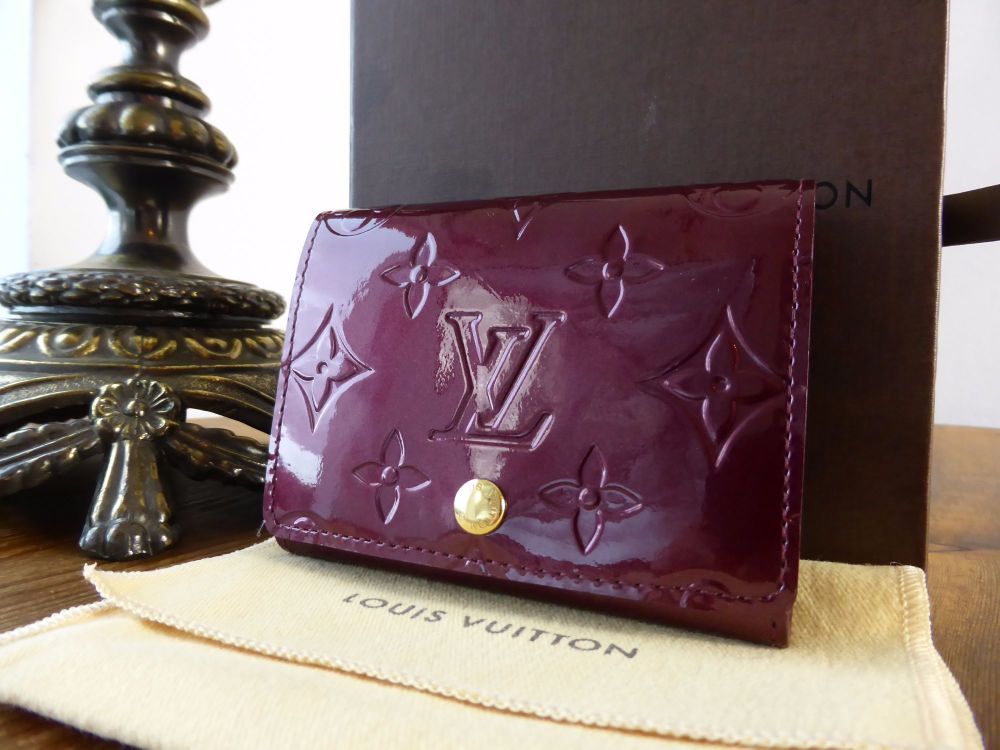 Authentic LOUIS VUITTON Vernis Card Holder Case Amarante Burgundy Leather  EUC ✨