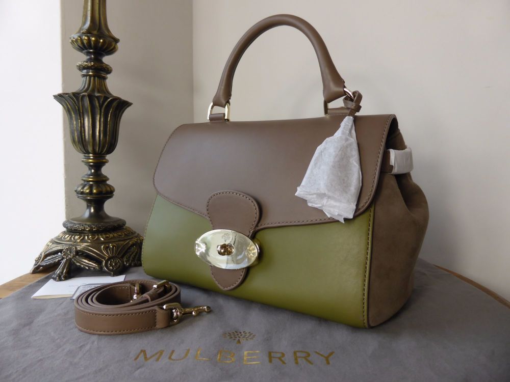 Mulberry Primrose in Pickle Green and Taupe Calfskin with Suede Trims ...