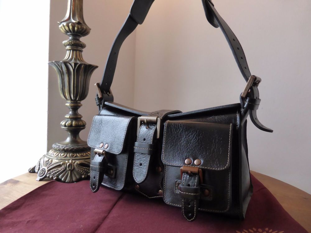 Mulberry Blenheim Vintage in Black Antique Glace Leather with Bronze Hardwa